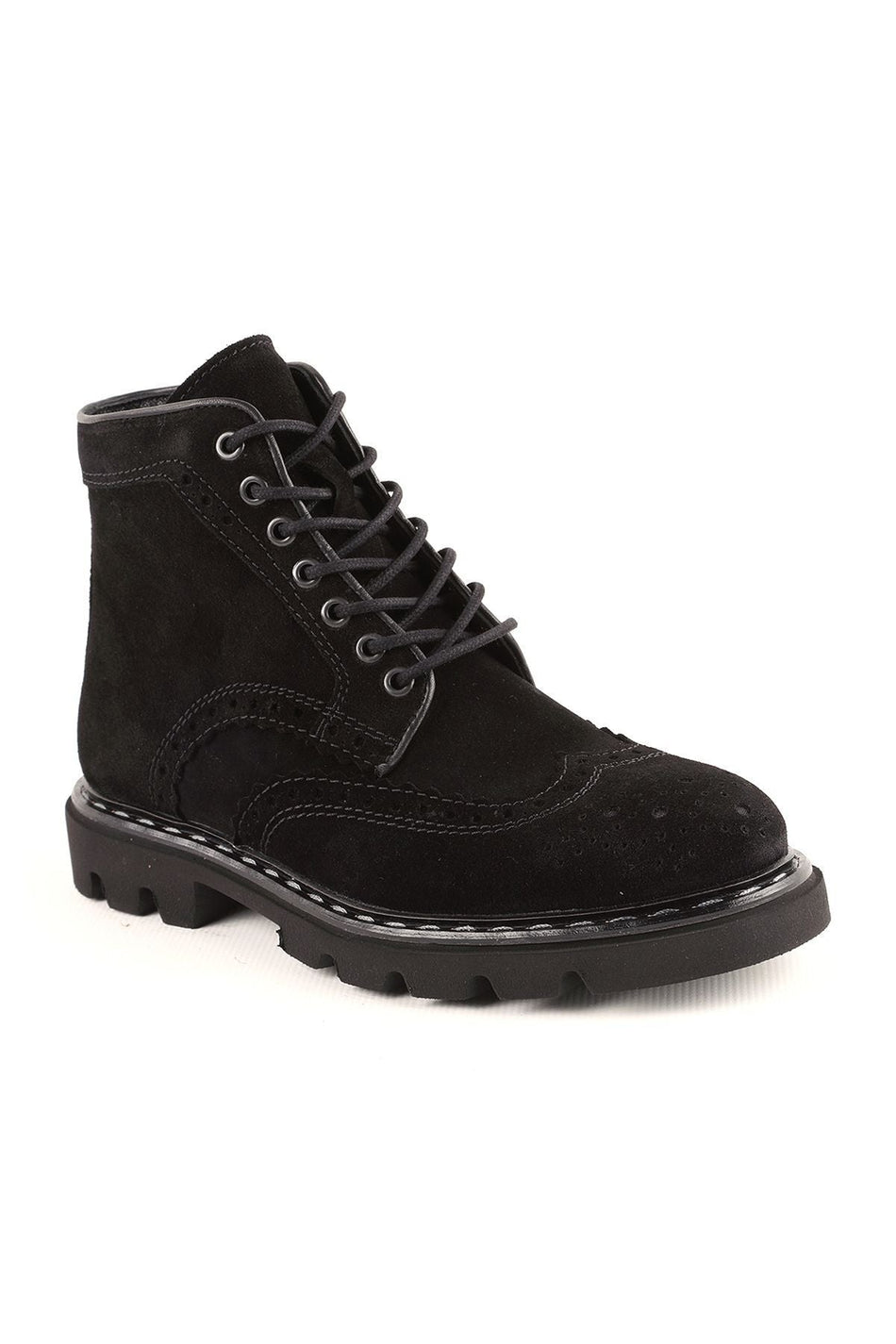 L4854 Suede Leather Men's Boots Black - MALLTURK