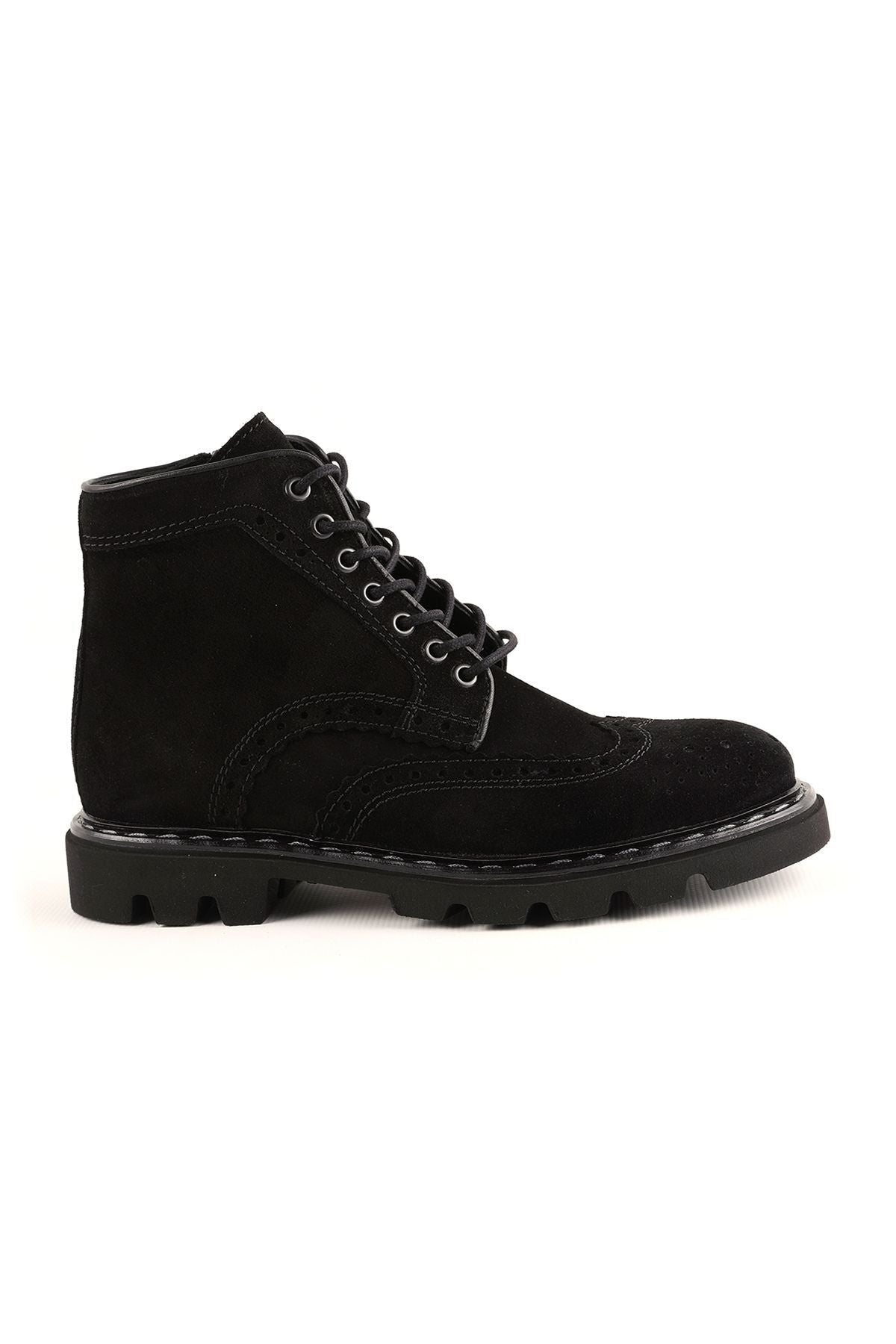 L4854 Suede Leather Men's Boots Black - MALLTURK