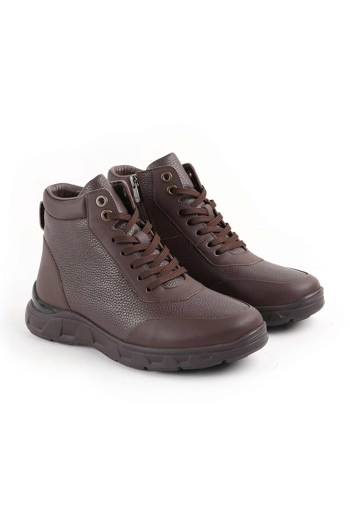 L4884 Men's Leather Boots Dark Brown - MALLTURK