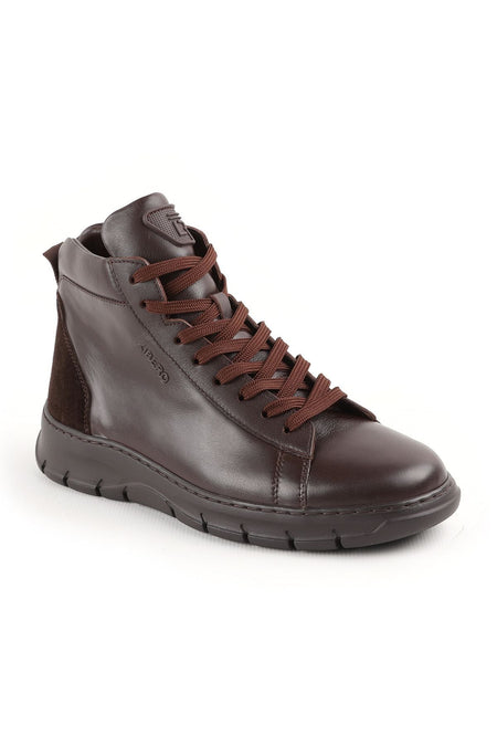 L4888 Men's Leather Boots Dark Brown - MALLTURK