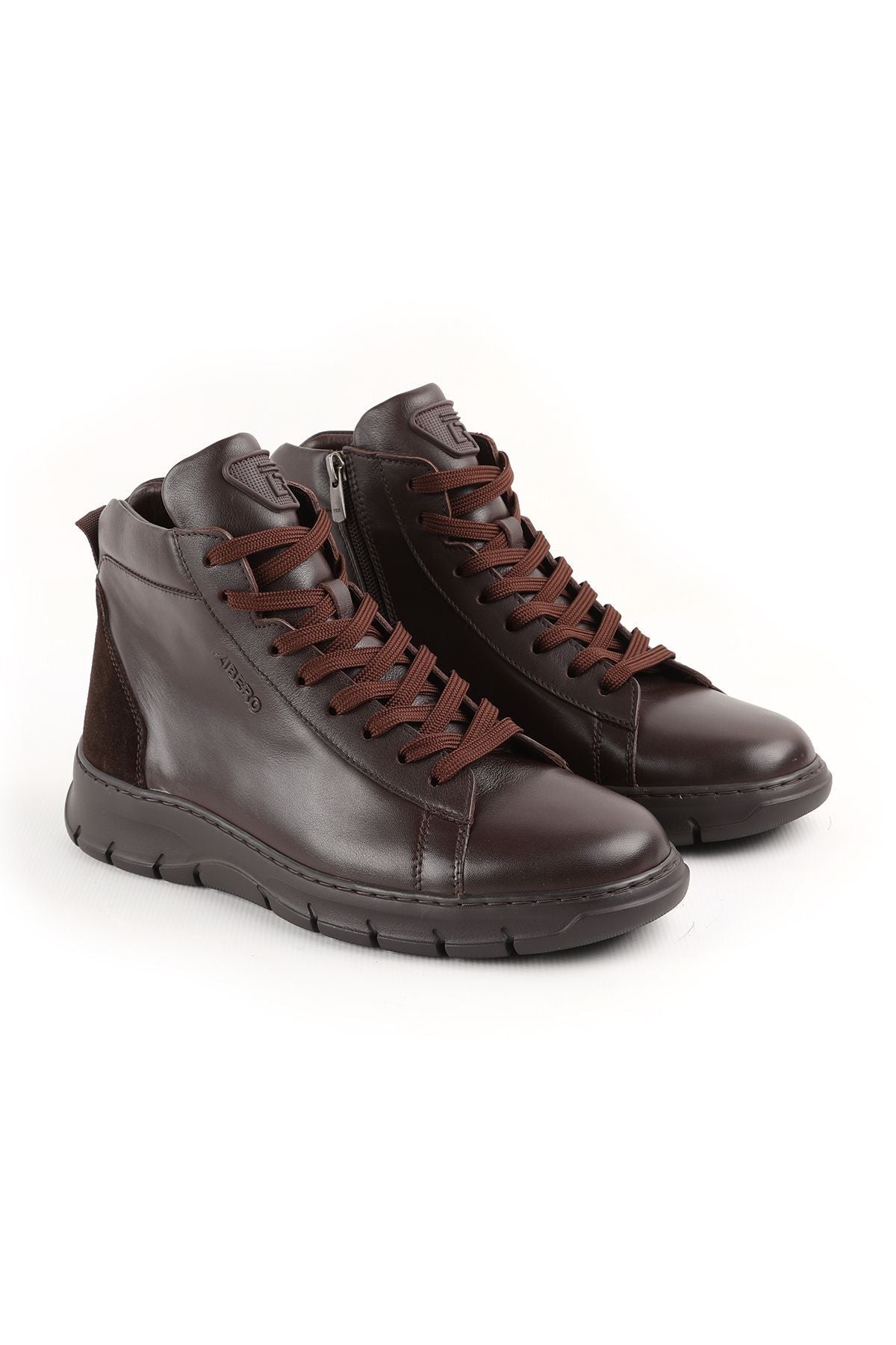 L4888 Men's Leather Boots Dark Brown - MALLTURK
