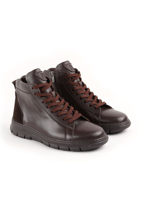 L4888 Men's Leather Boots Dark Brown - MALLTURK
