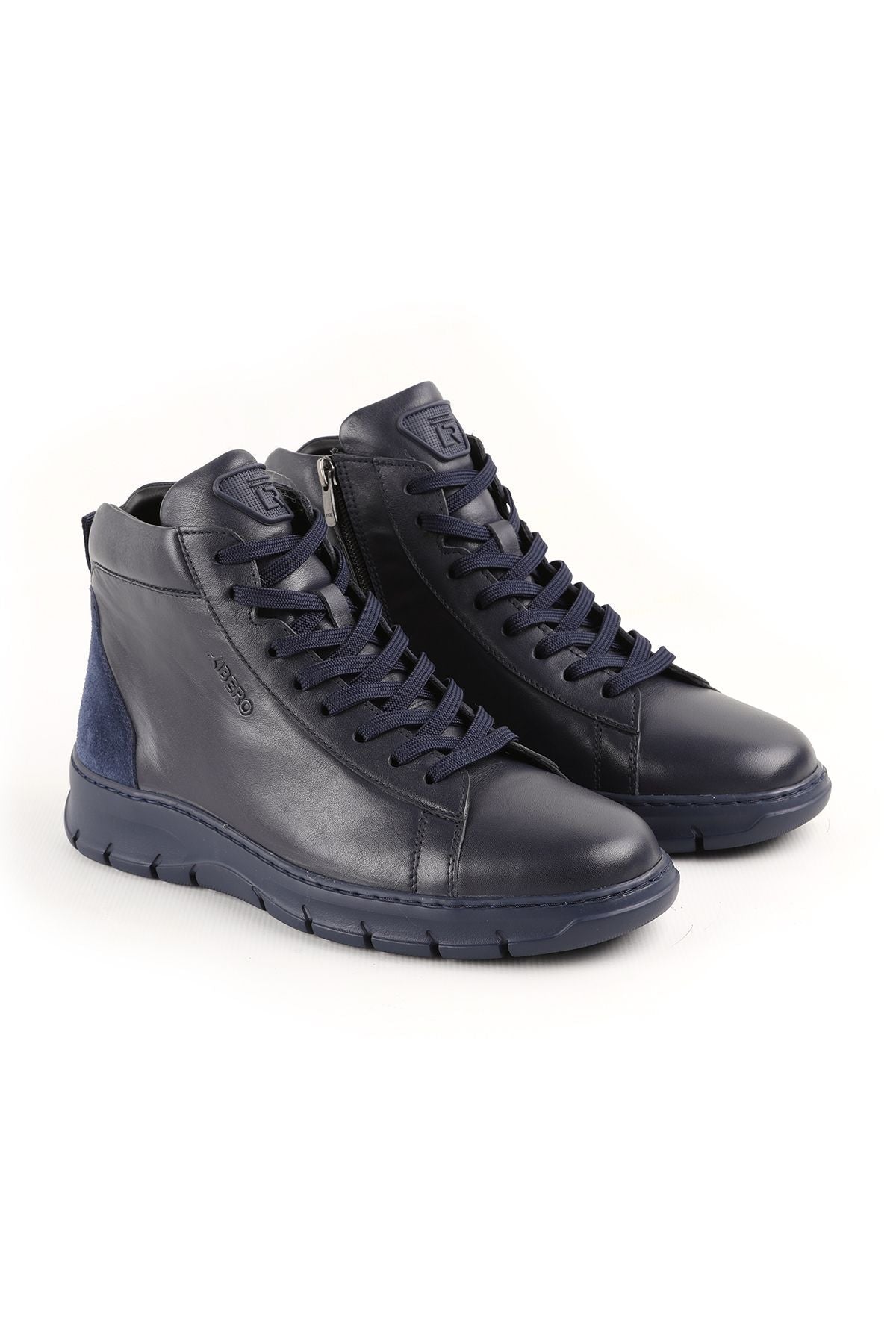 L4888 Men's Leather Boots Navy Blue - MALLTURK
