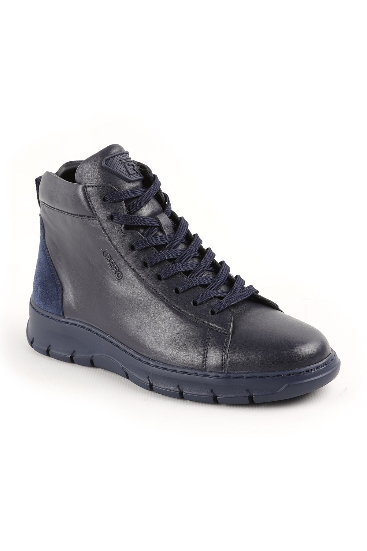 L4888 Men's Leather Boots Navy Blue - MALLTURK
