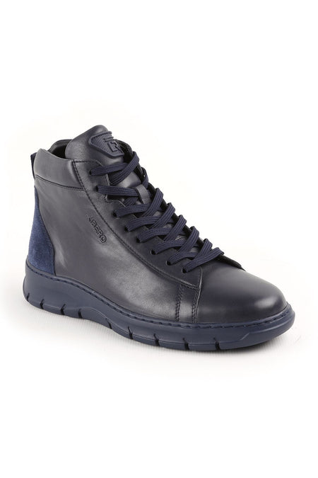 L4888 Men's Leather Boots Navy Blue - MALLTURK