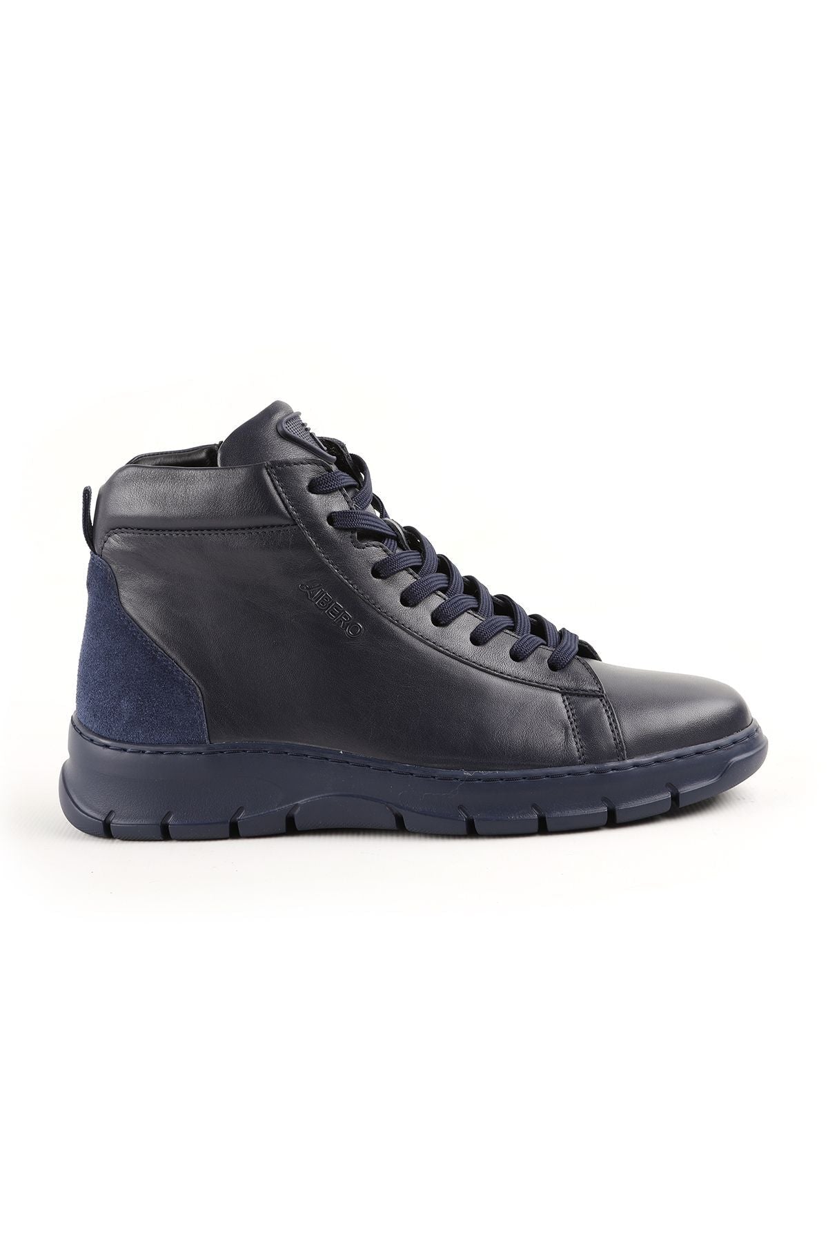 L4888 Men's Leather Boots Navy Blue - MALLTURK