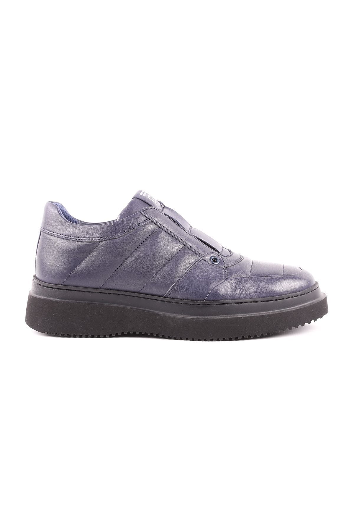 L4898 Model Men's Leather Casual Shoes - NAVY BLUE - MALLTURK