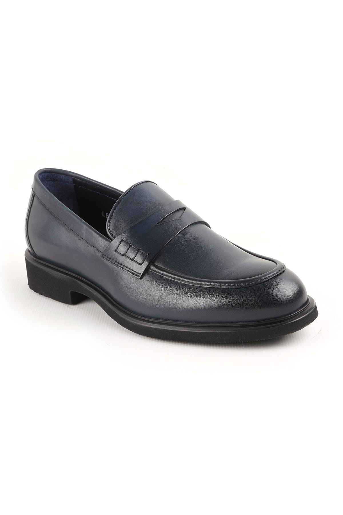 L4910 Casual Men's Leather Shoes Navy Blue - MALLTURK