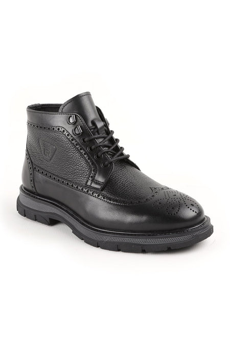 L4950 Leather Men's Boots Black - MALLTURK