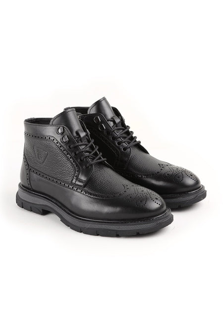 L4950 Leather Men's Boots Black - MALLTURK