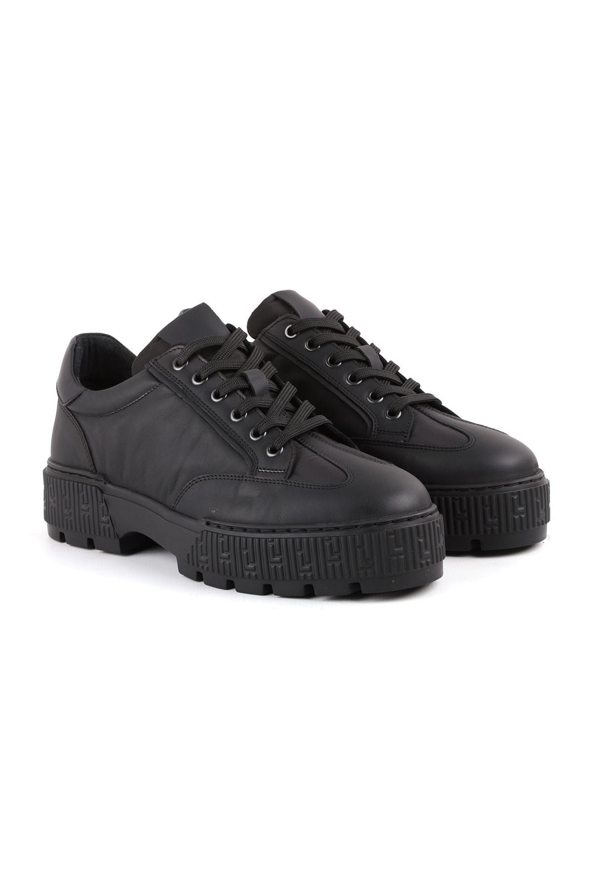 L4977 Leather Men's Casual Shoes Black - MALLTURK