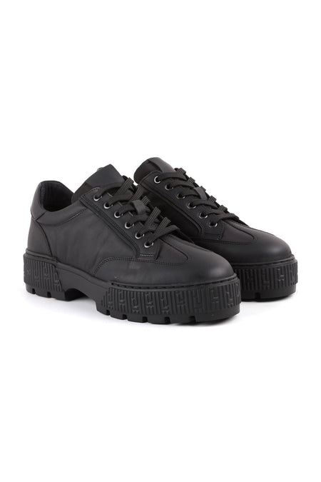 L4977 Leather Men's Casual Shoes Black - MALLTURK