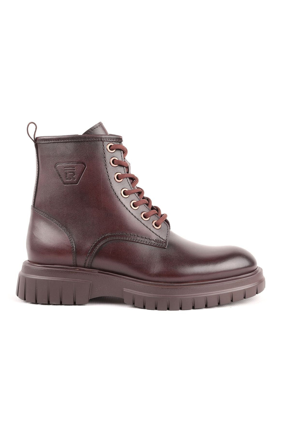 L5027 Leather Men's Furry Boots Brown - MALLTURK