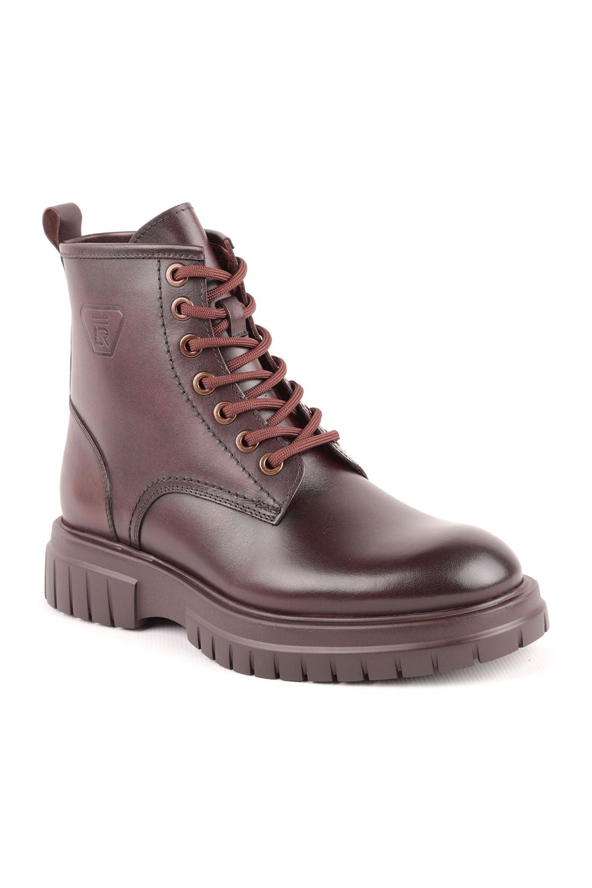 L5027 Leather Men's Furry Boots Brown - MALLTURK