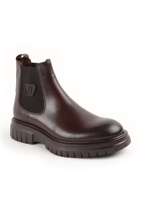 L5029 Men's Leather Boots Brown - MALLTURK