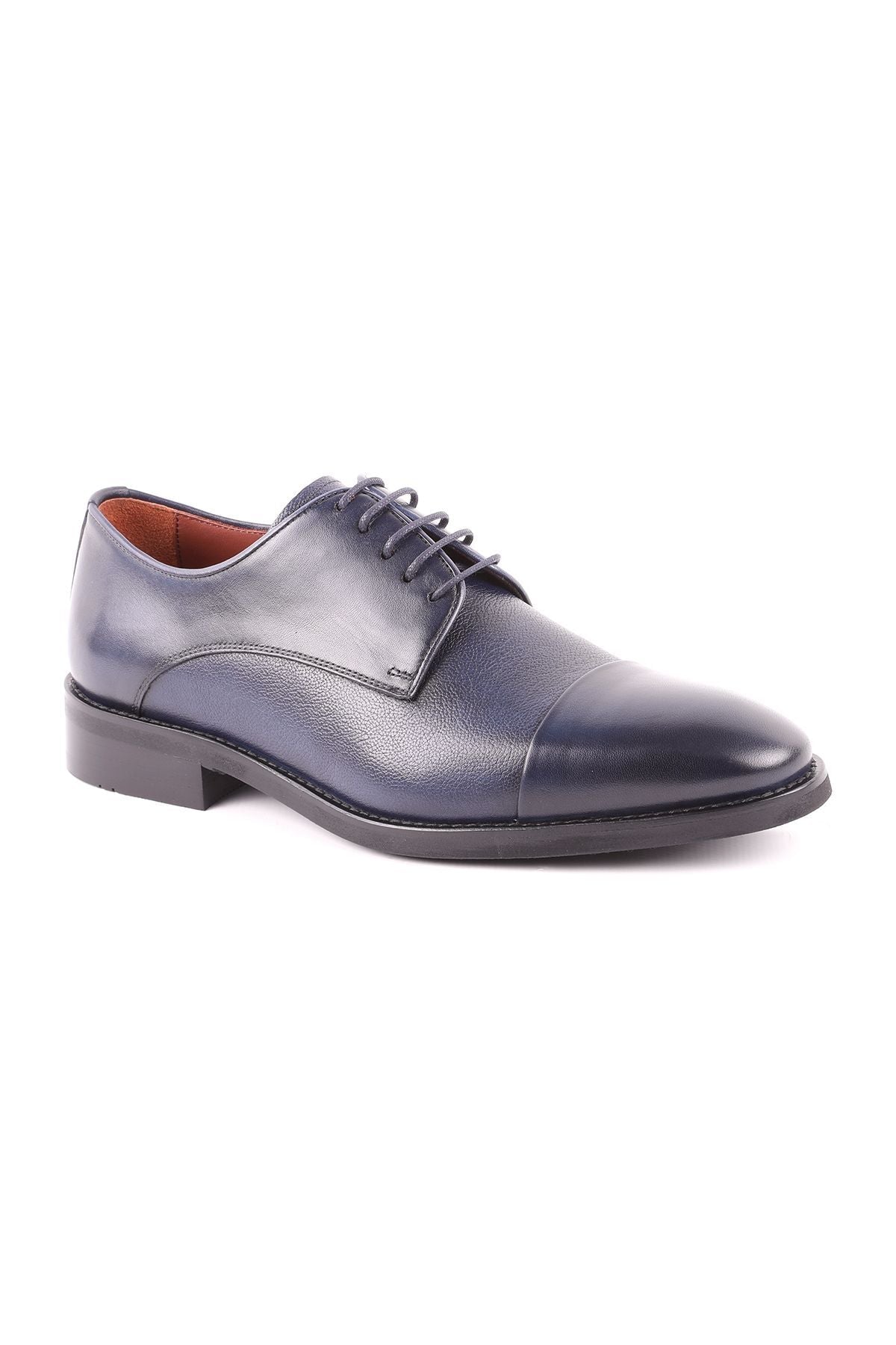 L5106 Model Leather Men's Navy Blue Casual Shoes - MALLTURK