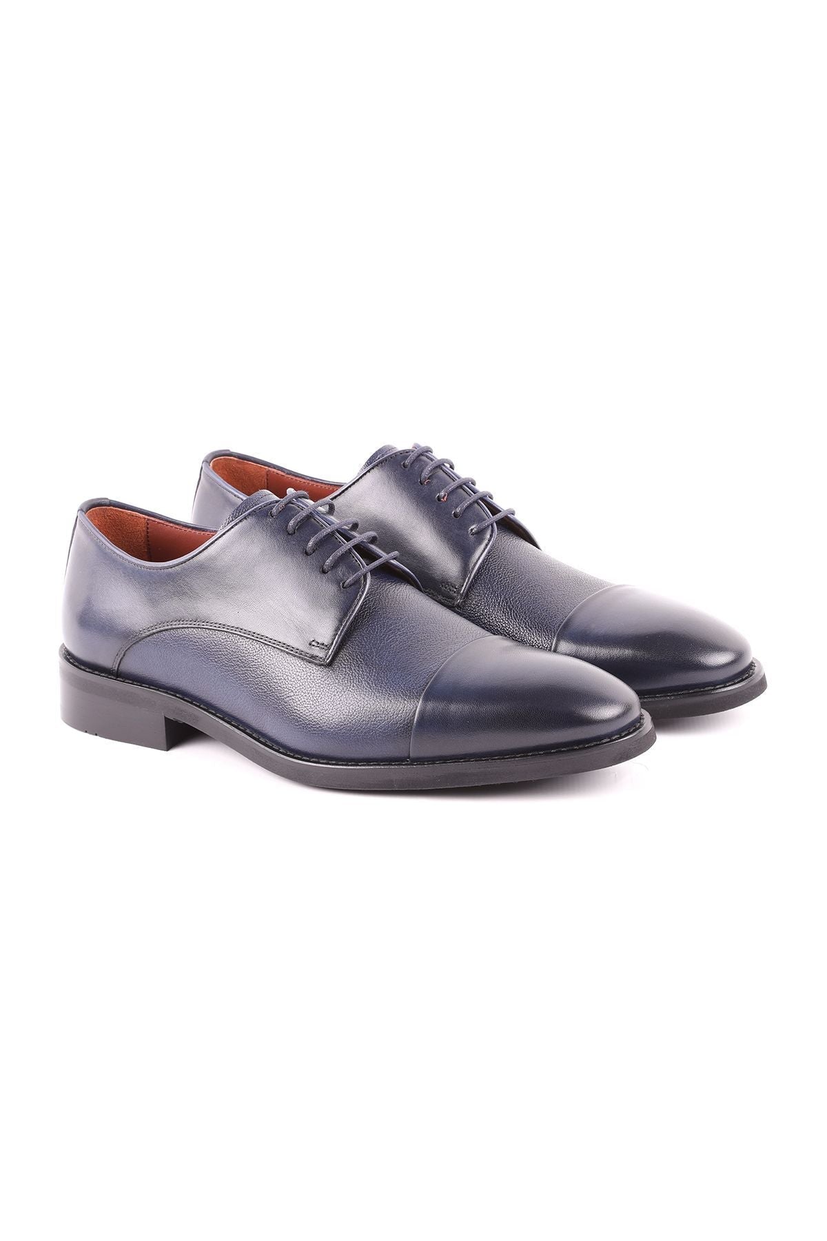 L5106 Model Leather Men's Navy Blue Casual Shoes - MALLTURK