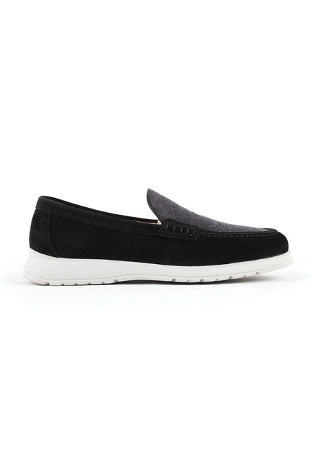 L5112 Suede Fabric Leather Men's Casual Shoes Black - MALLTURK
