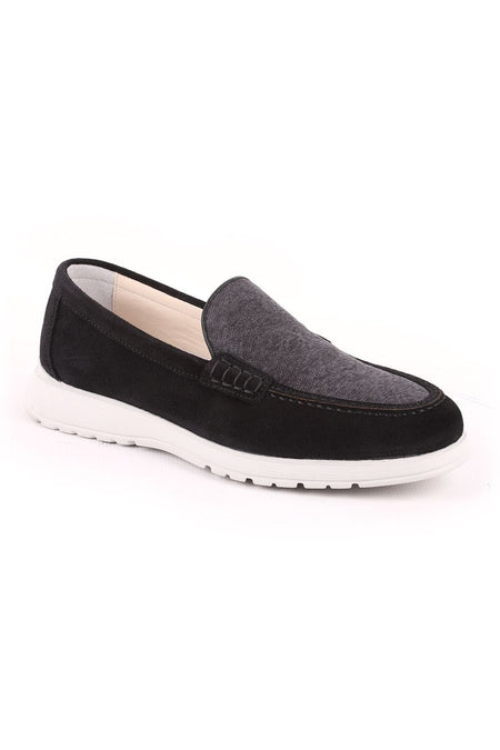 L5112 Suede Fabric Leather Men's Casual Shoes Black - MALLTURK