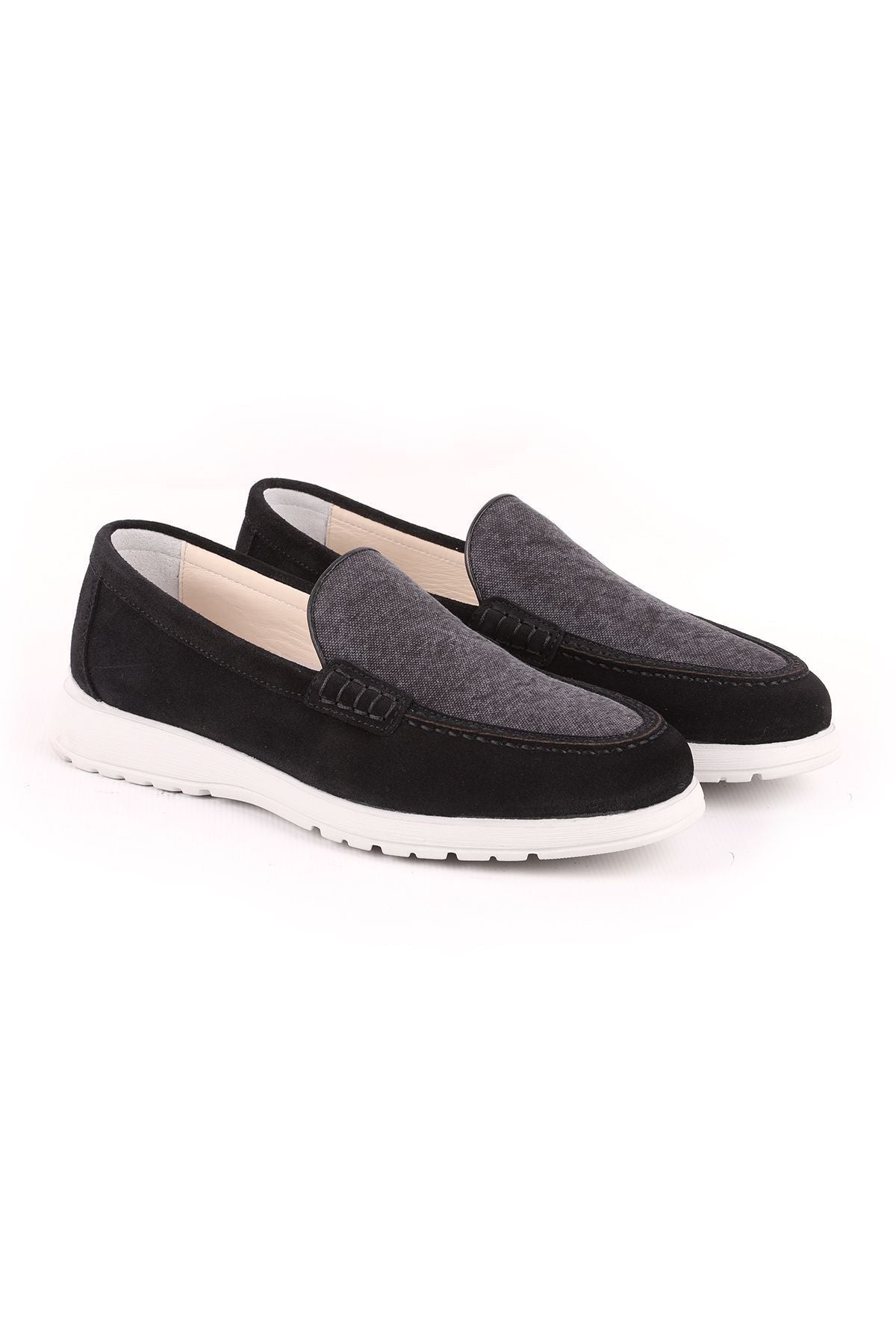 L5112 Suede Fabric Leather Men's Casual Shoes Black - MALLTURK
