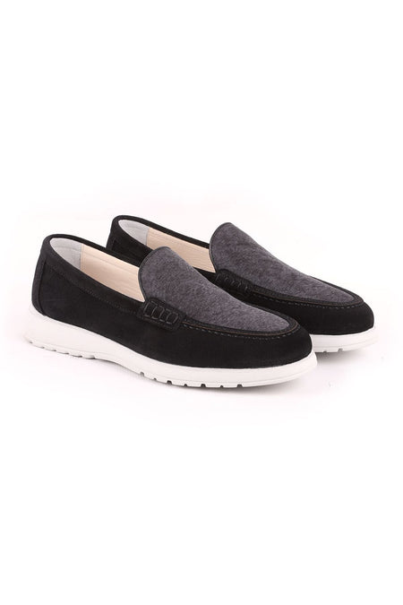 L5112 Suede Fabric Leather Men's Casual Shoes Black - MALLTURK