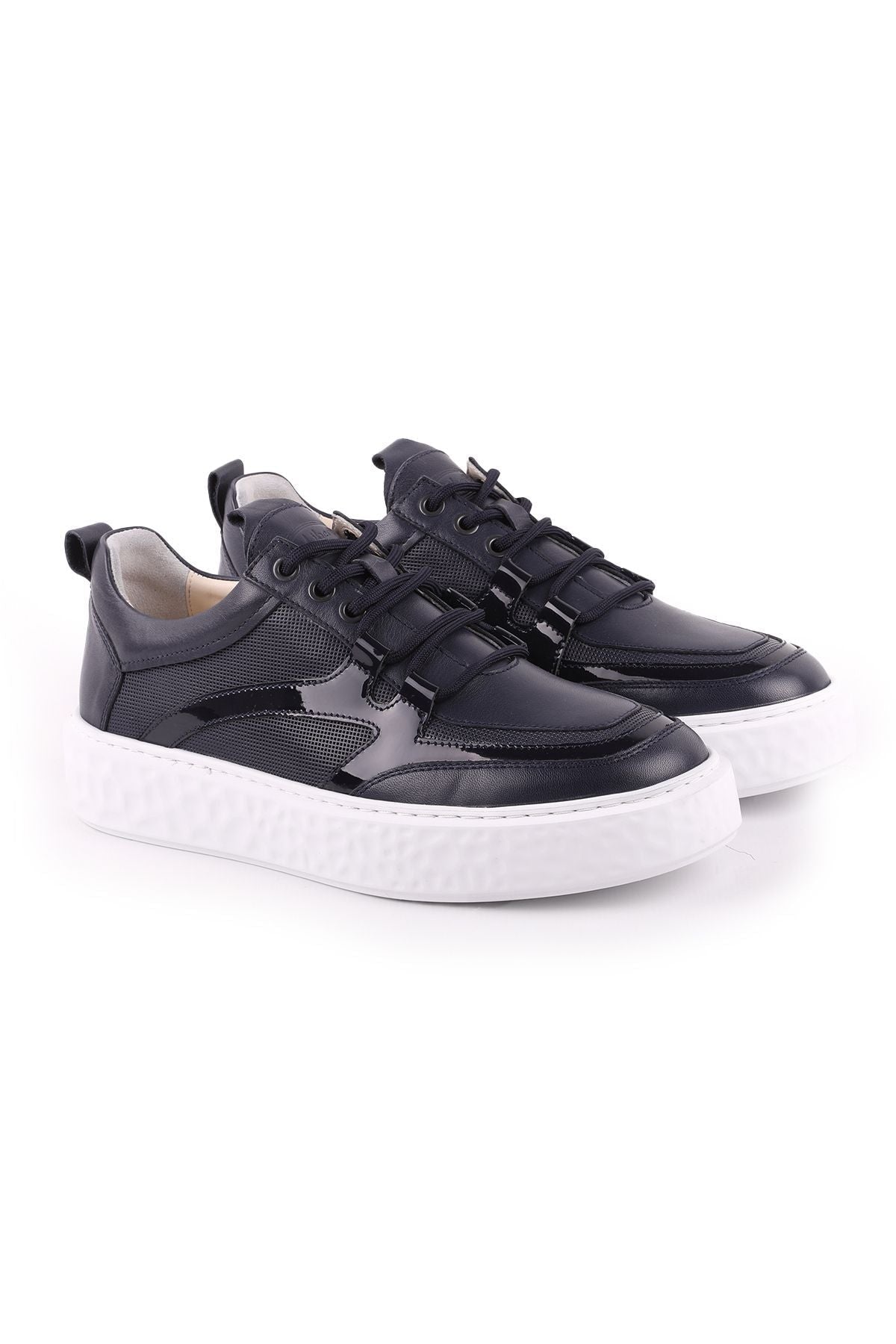 L5147 Leather Men's Navy Blue Casual Shoes - MALLTURK