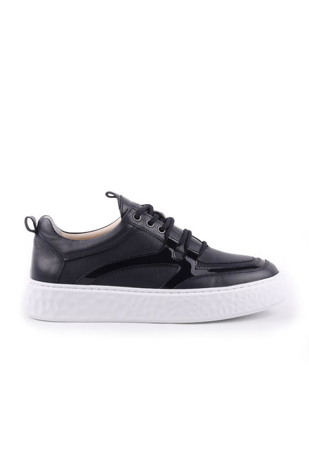 L5147 Leather Men's Navy Blue Casual Shoes - MALLTURK