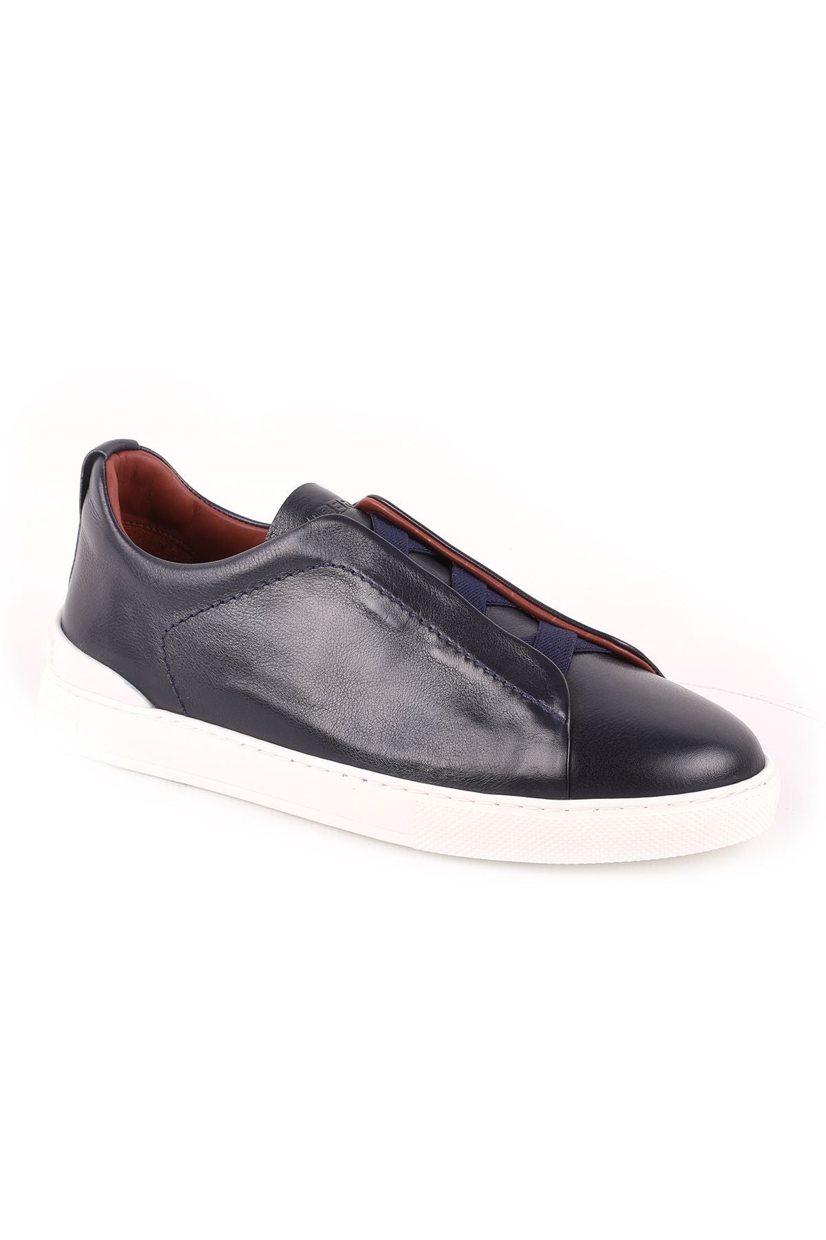 L5202 Leather Men's Casual Shoes Navy Blue - MALLTURK