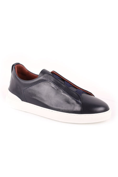 L5202 Leather Men's Casual Shoes Navy Blue - MALLTURK