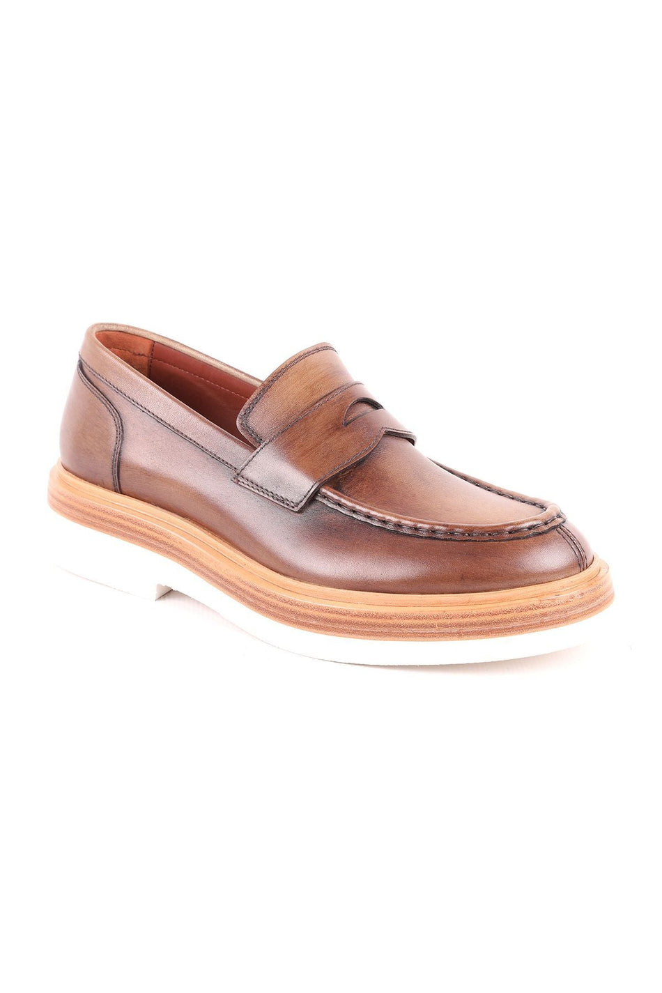 L5206 Leather Men's Casual Shoes Walnut - MALLTURK