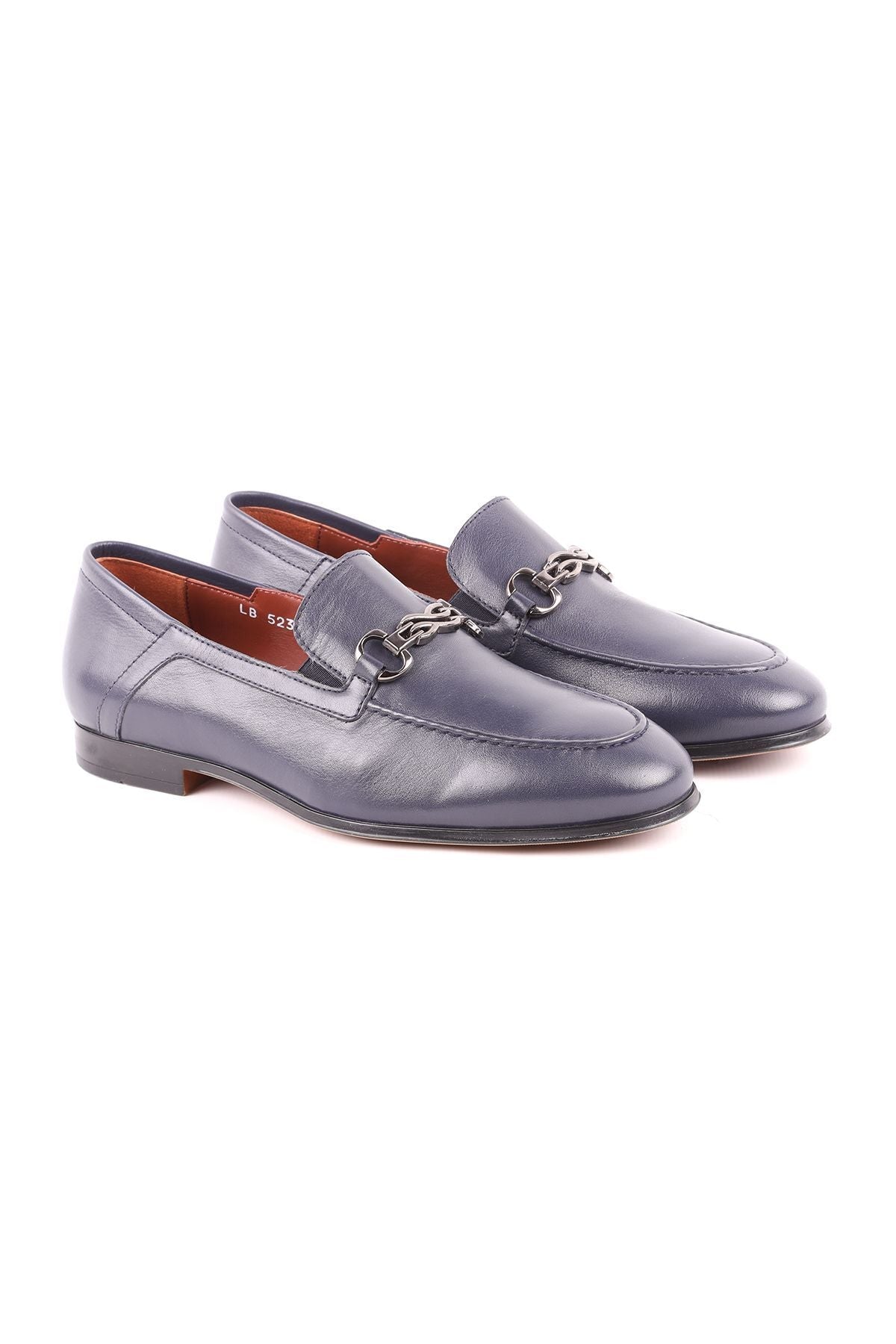 L5231 Model Navy Blue Leather Men's Shoes - Casual - MALLTURK