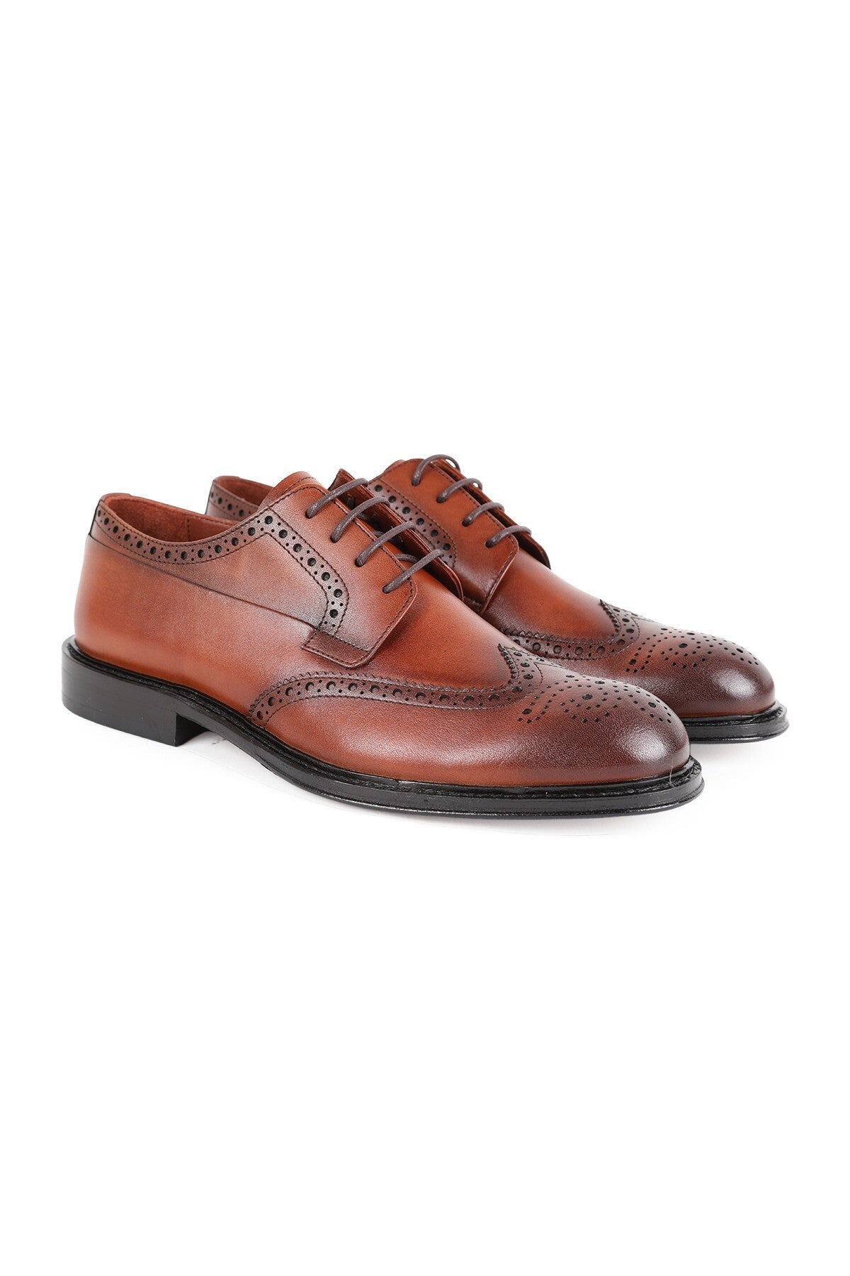 L5233 Men's Genuine Leather Brogue Perforated Leather Sole Classic Shoes - MALLTURK