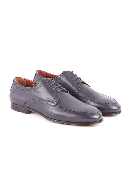 L5249 Navy Blue Leather Men's Classic Shoes - MALLTURK