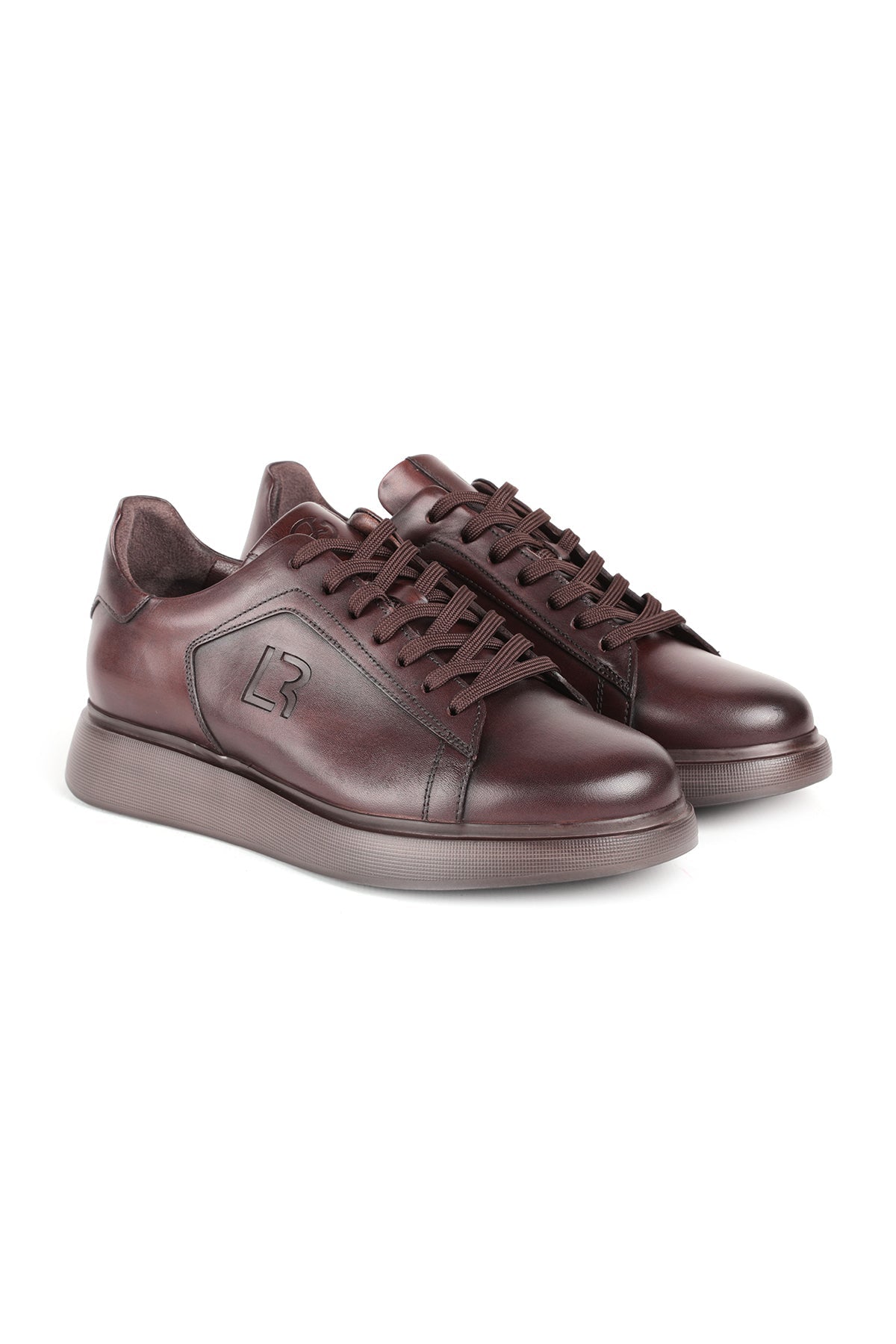 L5253 Ea Eva Alibero L5253 Men's Genuine Leather Lightweight Thick Sole Lace-Up Casual Sneaker Shoeslk Ka - MALLTURK