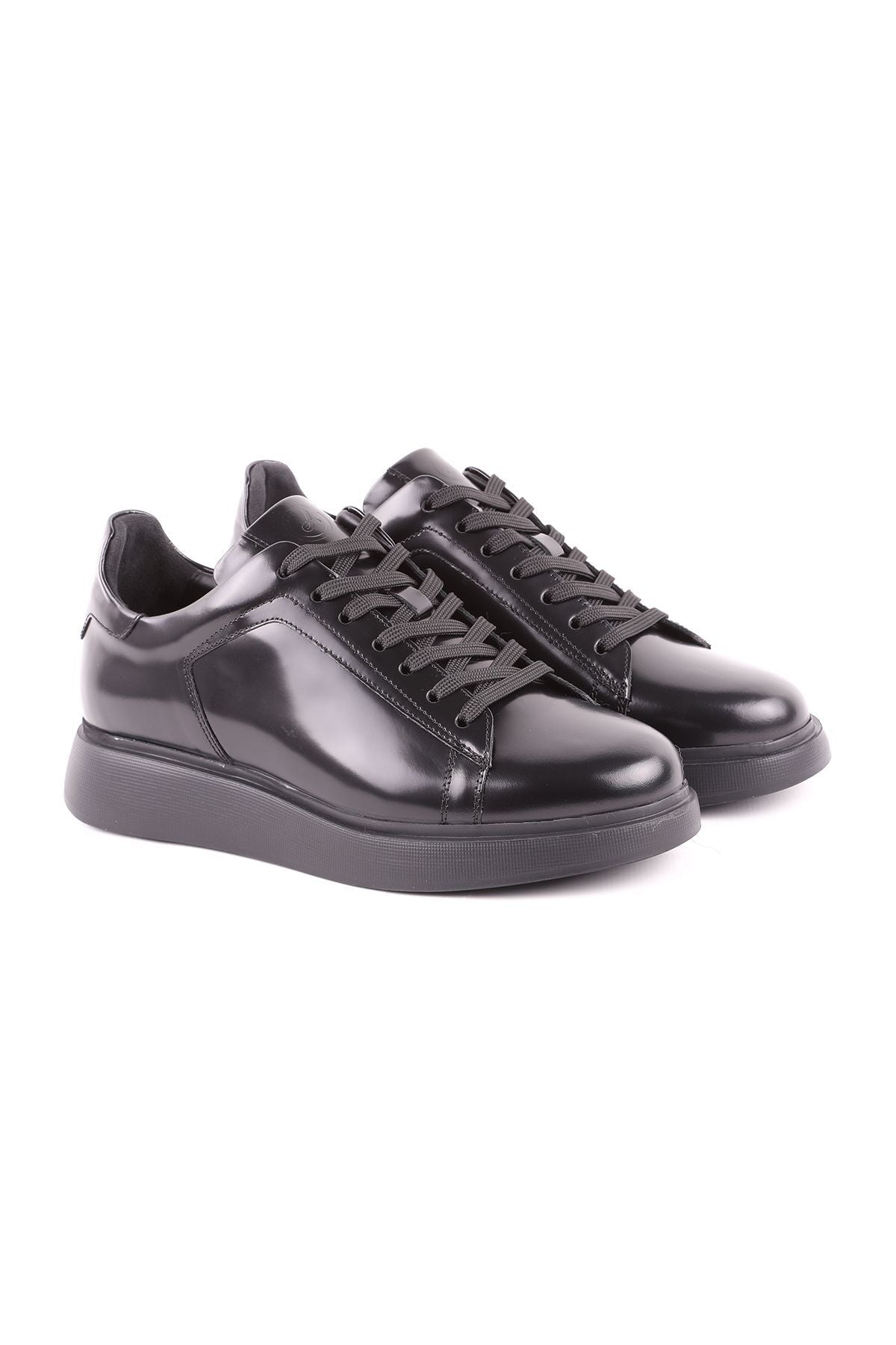 L5253 Open Leather Men's Casual Shoes Black - MALLTURK