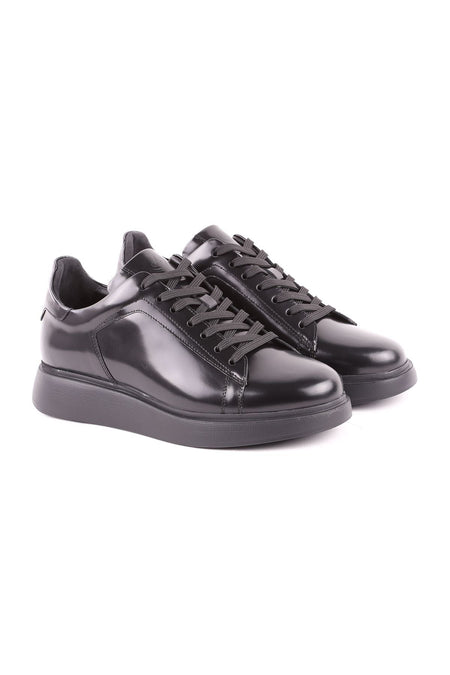 L5253 Open Leather Men's Casual Shoes Black - MALLTURK