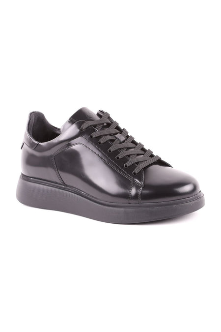 L5253 Open Leather Men's Casual Shoes Black - MALLTURK