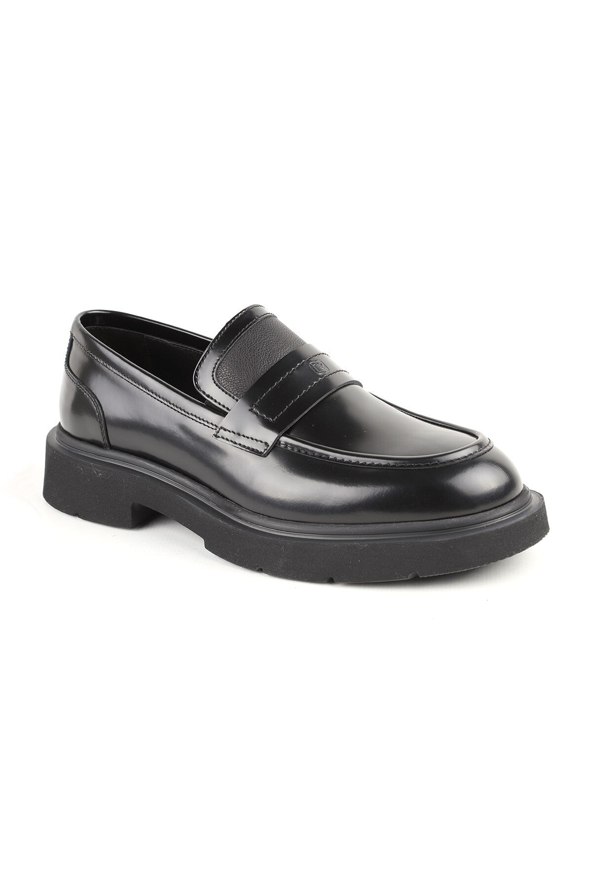 L5370 Black Genuine Open Leather Thick EVA Sole Men's Trend Loafers Shoes - MALLTURK