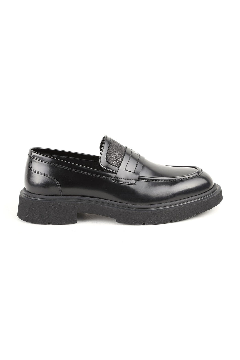 L5370 Black Genuine Open Leather Thick EVA Sole Men's Trend Loafers Shoes - MALLTURK