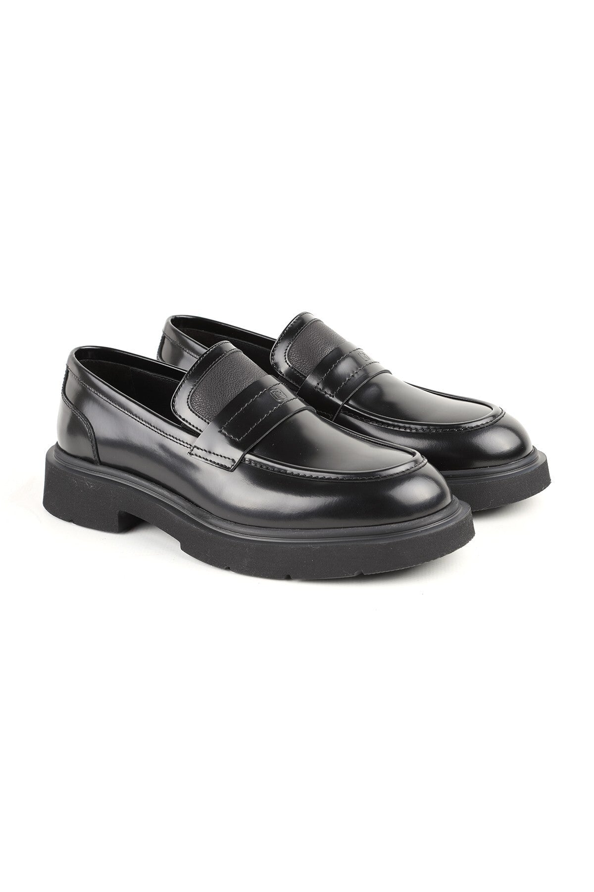 L5370 Black Genuine Open Leather Thick EVA Sole Men's Trend Loafers Shoes - MALLTURK