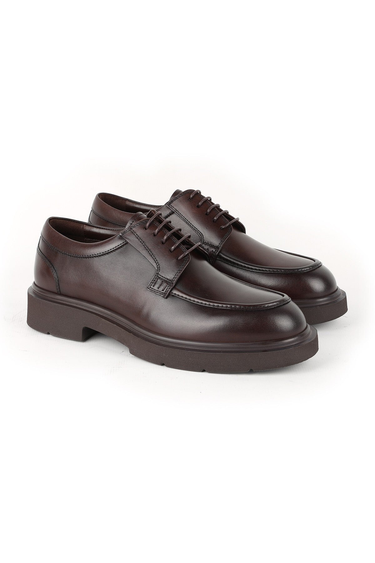 L5371 Men's Leather Casual Shoes Brown - MALLTURK