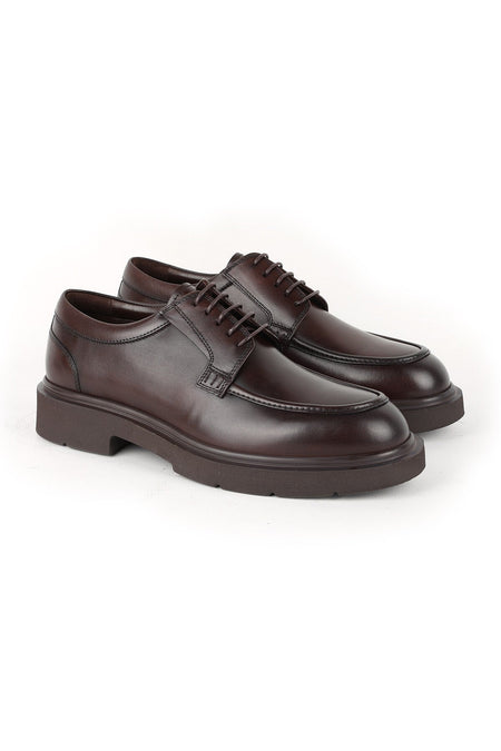 L5371 Men's Leather Casual Shoes Brown - MALLTURK