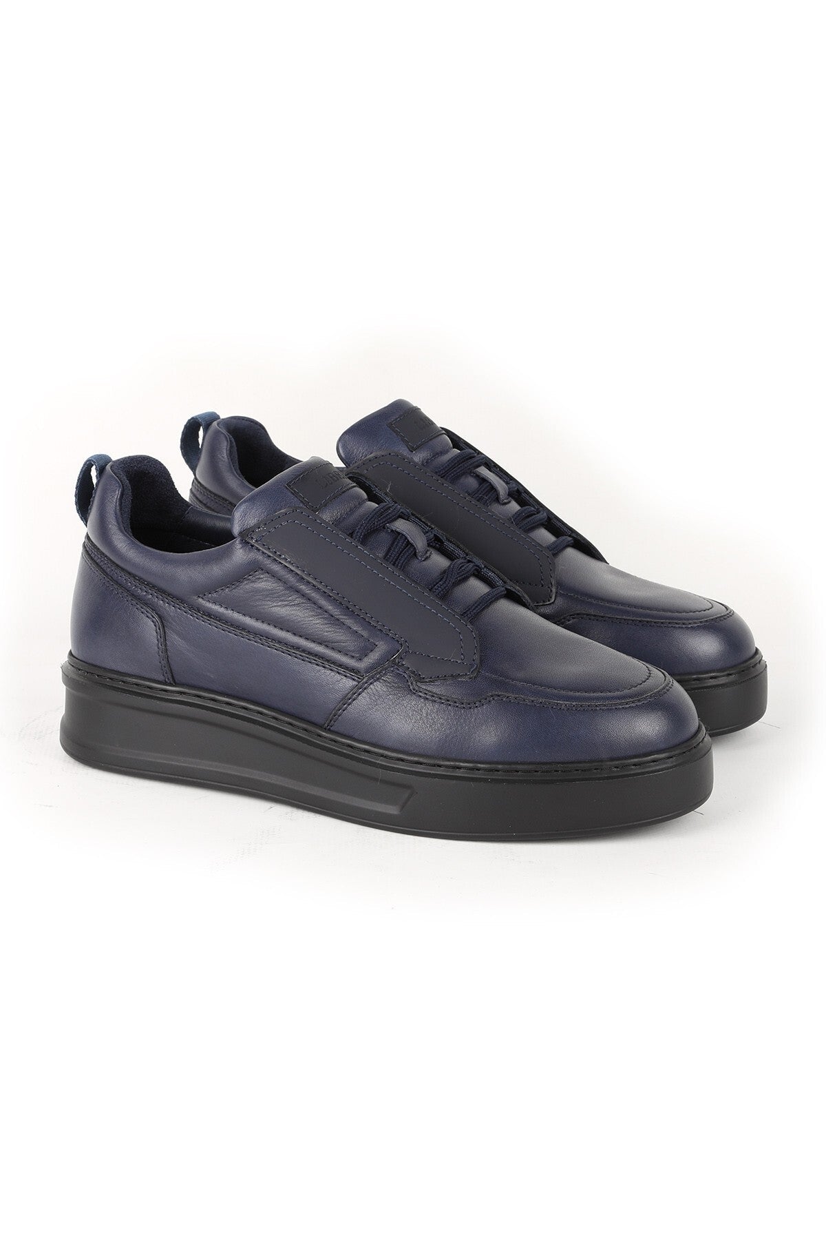 L5426 Men's Leather Casual Shoes Dark Blue - MALLTURK
