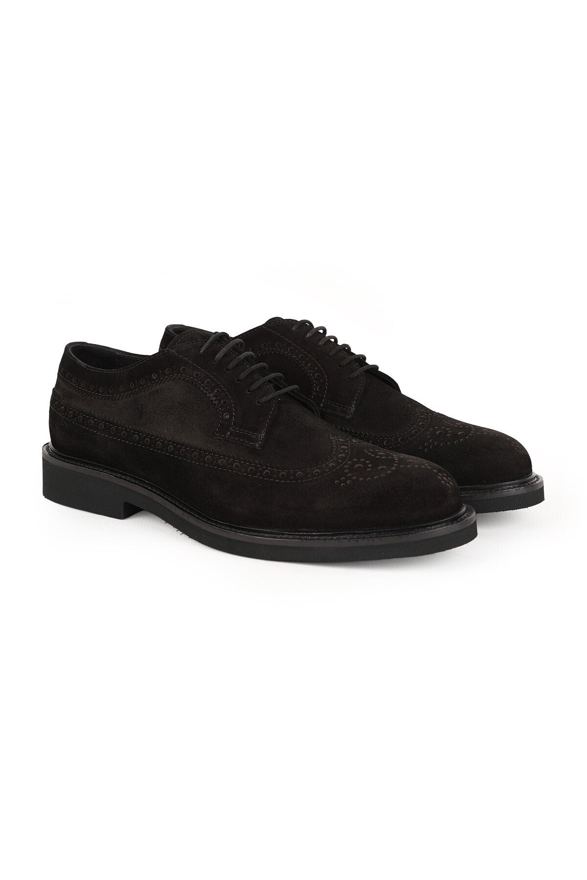 L5666 Tan Men's Genuine Suede Brogue Wingtip Lightweight Eva Sole Classic Shoes - MALLTURK