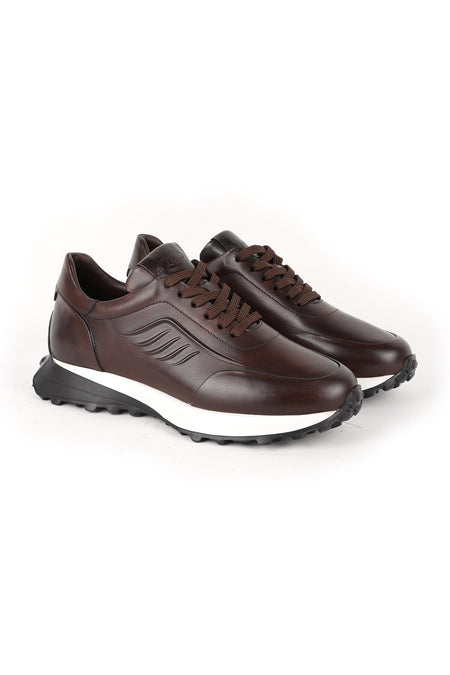 L5673 Men's Leather Casual Shoes Brown - MALLTURK