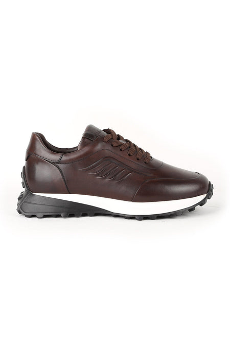 L5673 Men's Leather Casual Shoes Brown - MALLTURK