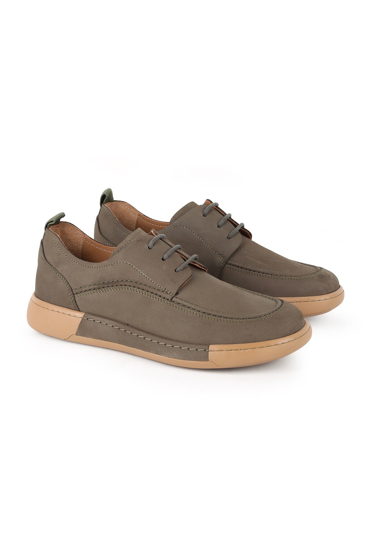 L5755 City Casual Men's Nubuck Leather Shoes Khaki - MALLTURK