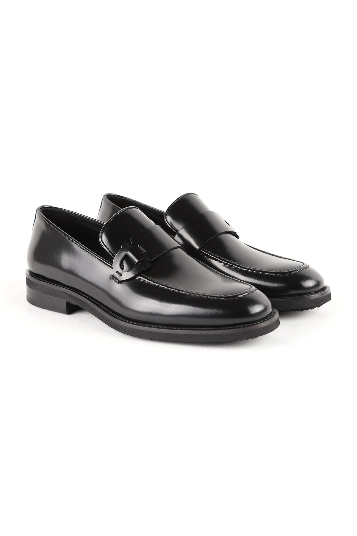 L5875 Men's Genuine Leather Metal Buckle Lightweight Eva Sole Classic Loafer Shoes - MALLTURK