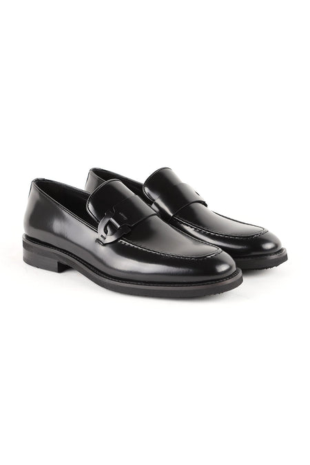 L5875 Men's Genuine Leather Metal Buckle Lightweight Eva Sole Classic Loafer Shoes - MALLTURK