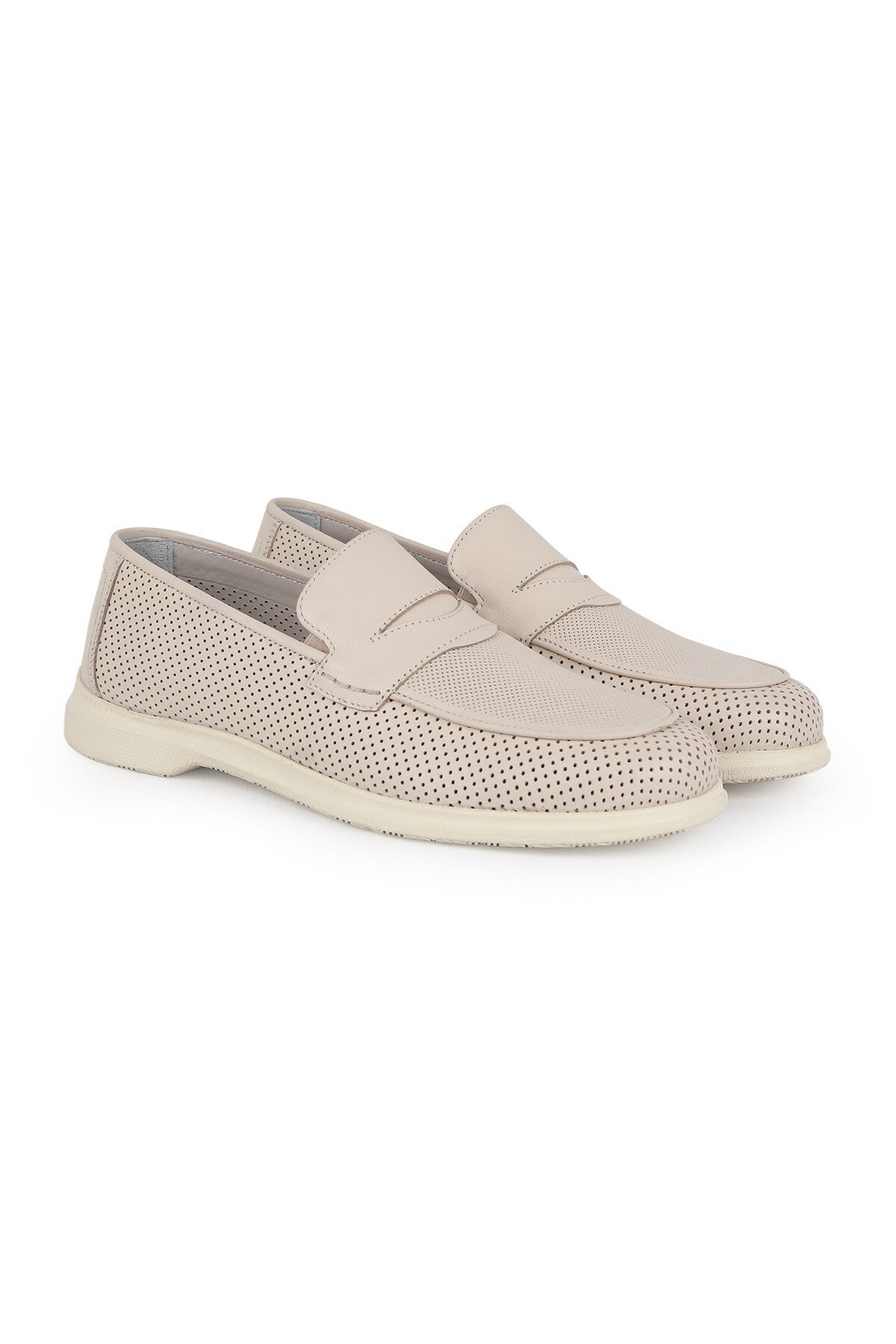 L5925 Men's Genuine Antique Leather Perforated Breathable Flexible Rubber Sole Loafer - MALLTURK